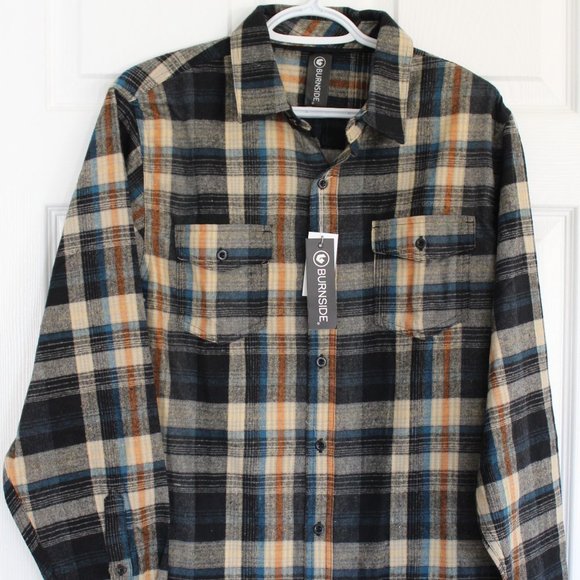 NEW Burnside Men's Long Sleeve Plaid Shirt - Medium - Picture 1 of 2